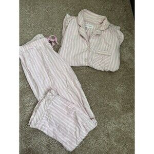 Victoria’s Secret Pajama Set XS Pink White Striped Long Sleeve Vintage Y2K PJs